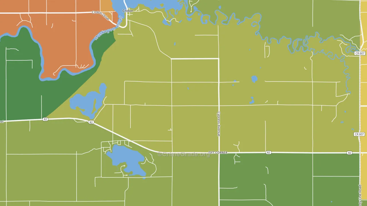 Croton, MI Map of Robbery Rates