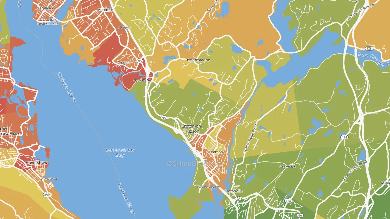 Croton On Hudson, NY Map of Robbery Rates