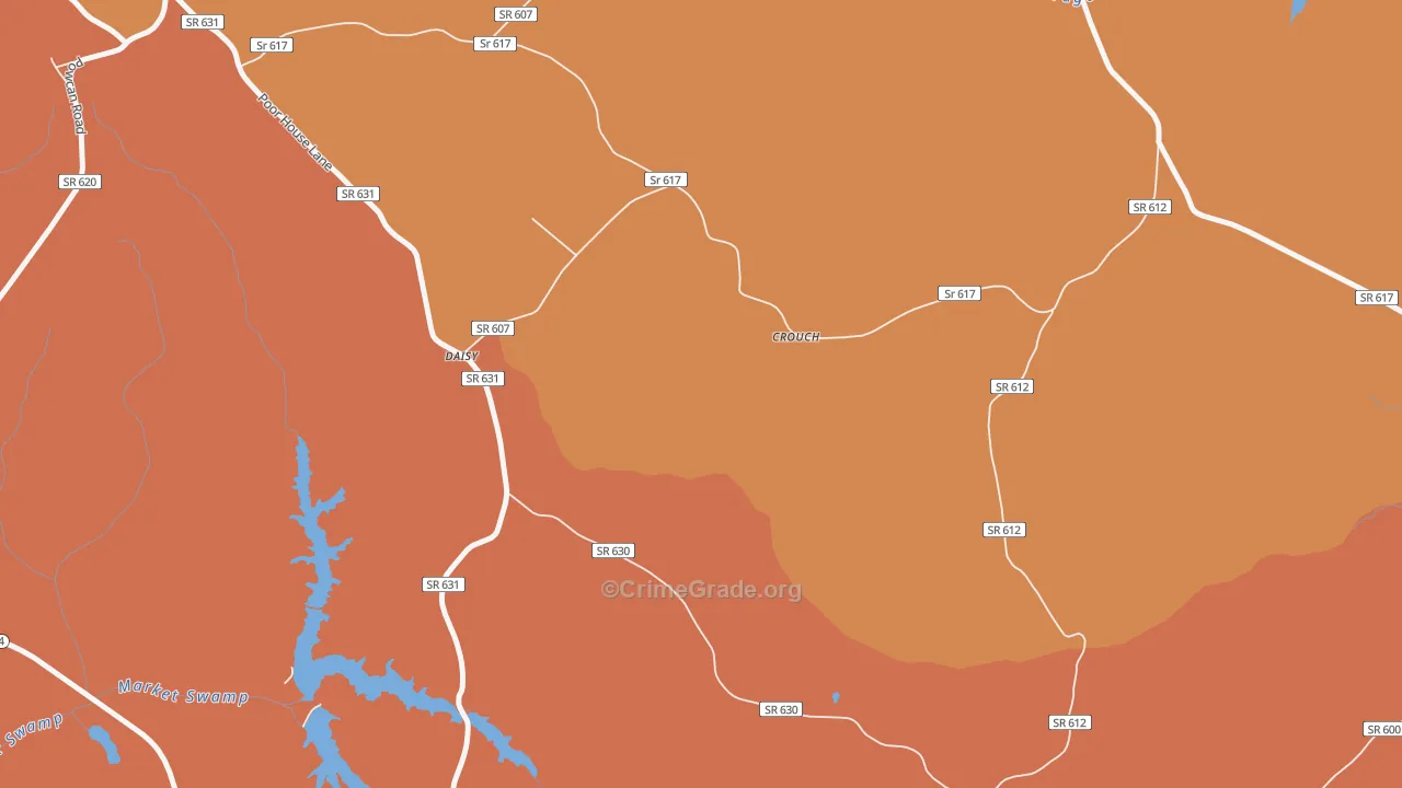 Crouch, VA Map of Robbery Rates