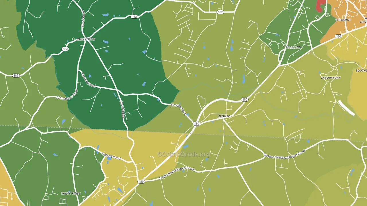Crouse, NC Map of Robbery Rates
