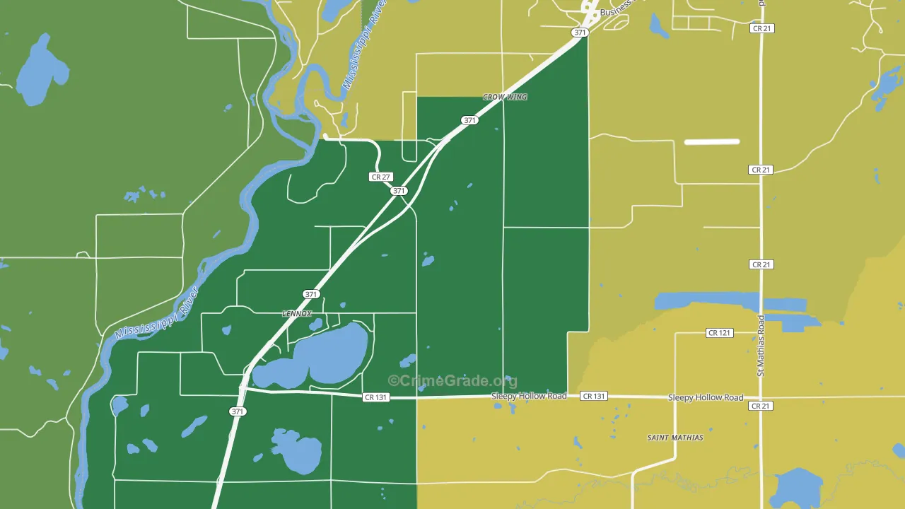 Crow Wing, MN Map of Robbery Rates