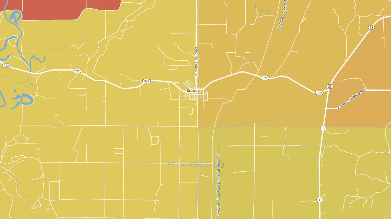 Crowder, MS Map of Robbery Rates