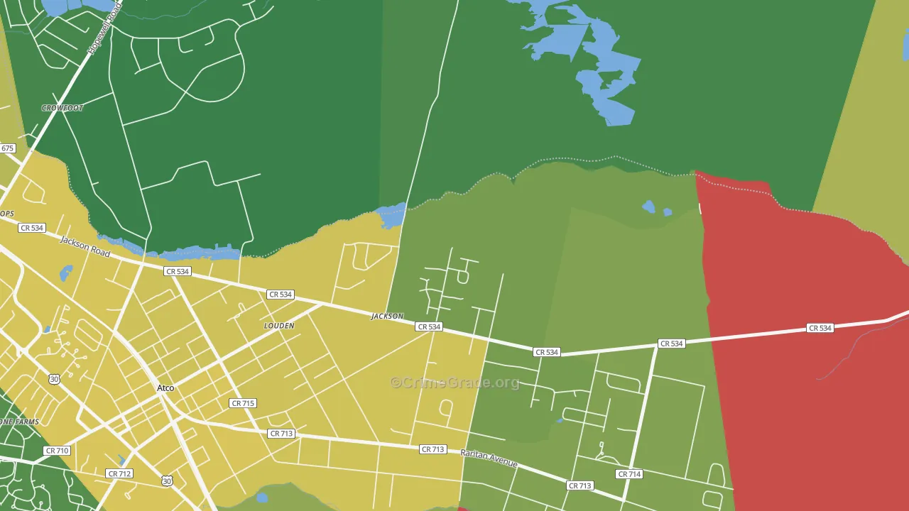 Crowfoot, NJ Map of Robbery Rates