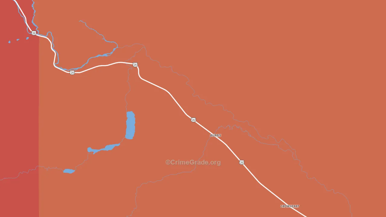 Crowheart, WY Map of Robbery Rates