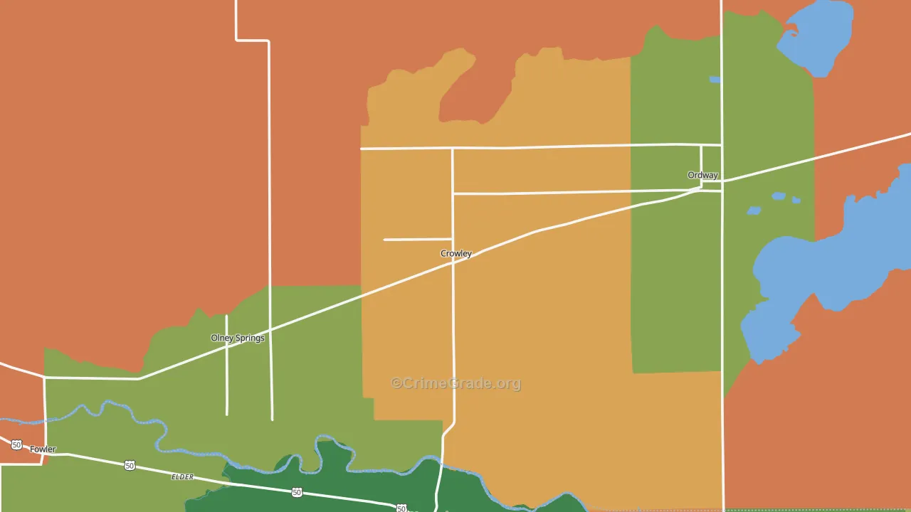 Crowley County, CO Map of Robbery Rates