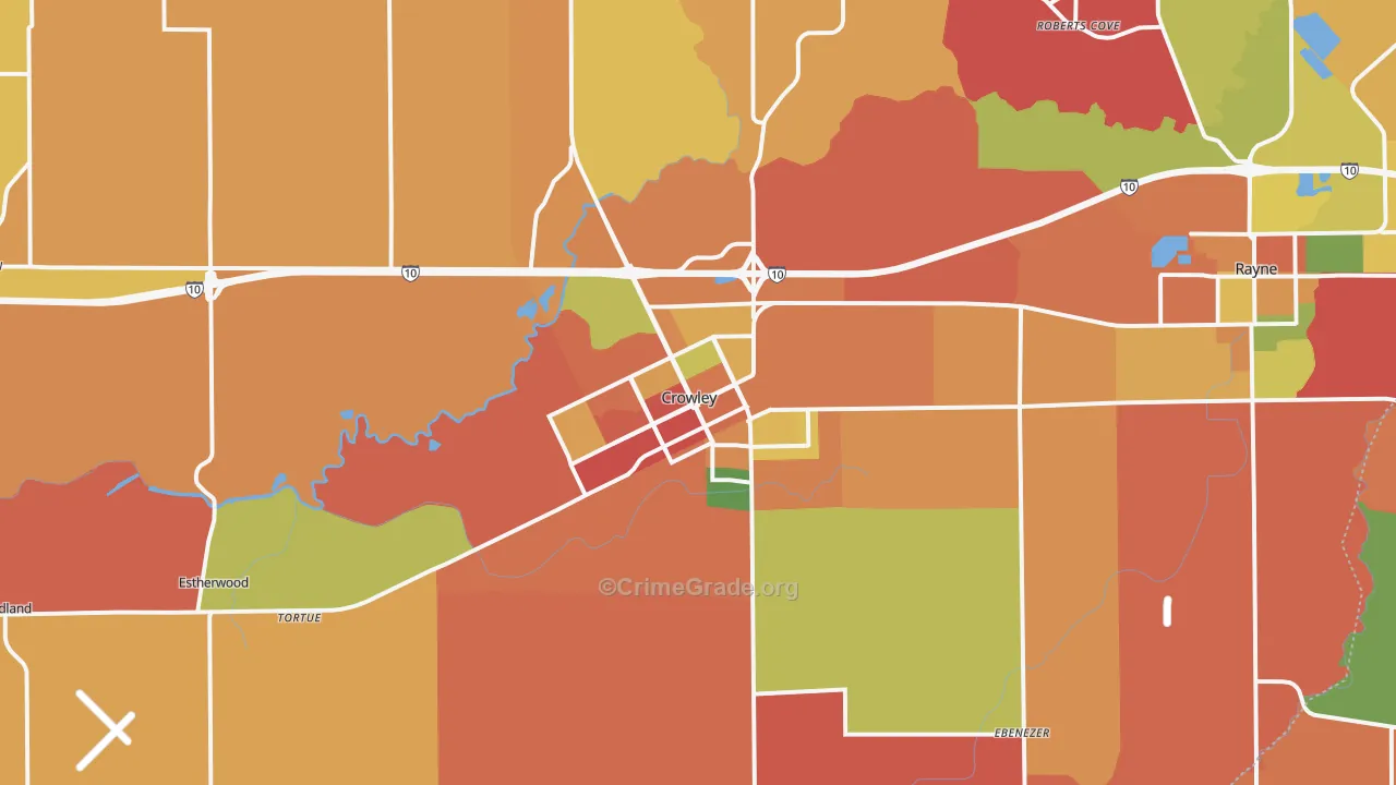 Crowley, LA Map of Robbery Rates