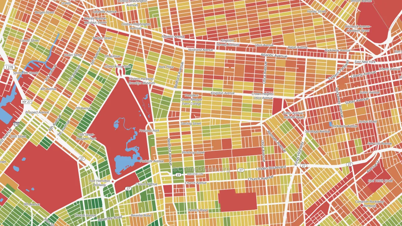 Crown Heights, Brooklyn, NY Map of Robbery Rates