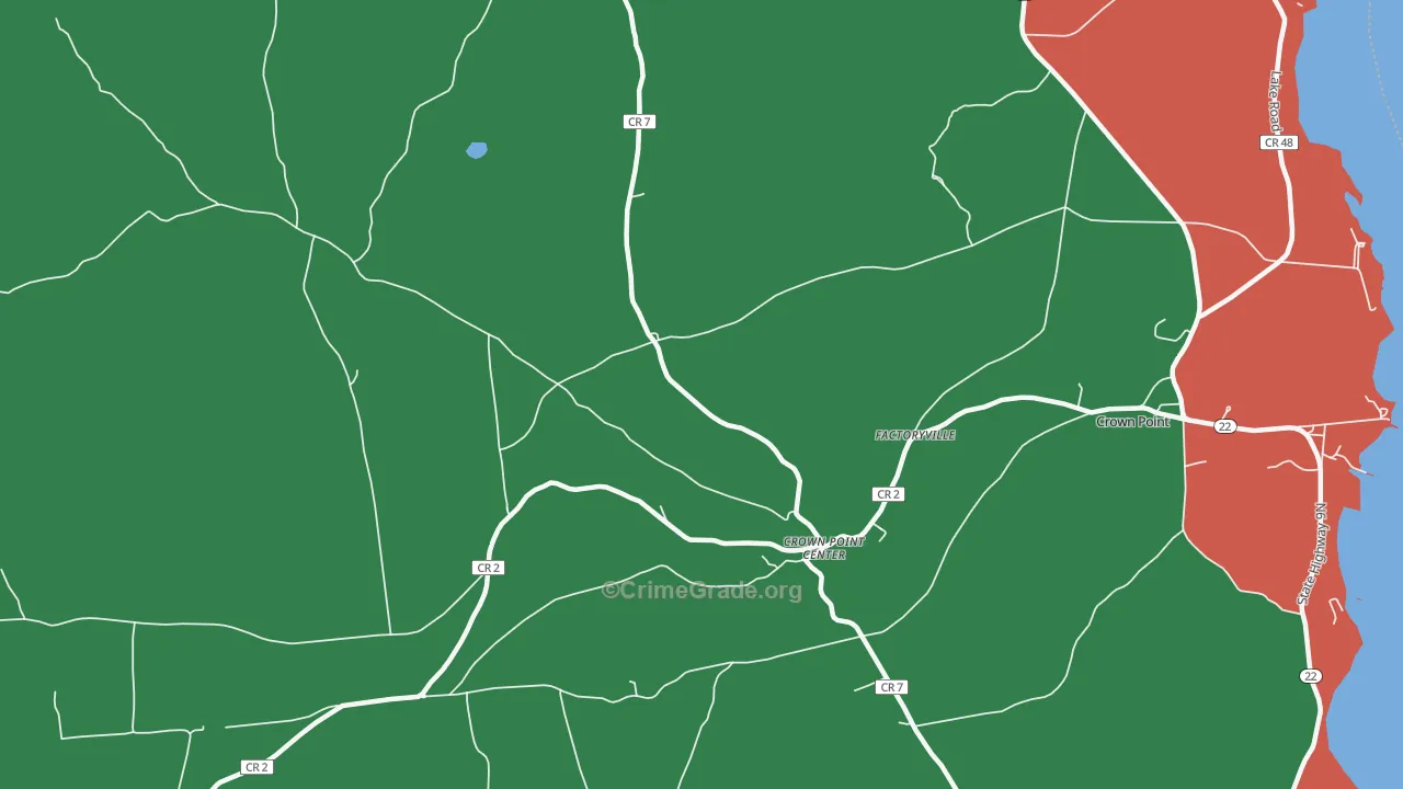 Crown Point Center, NY Map of Robbery Rates