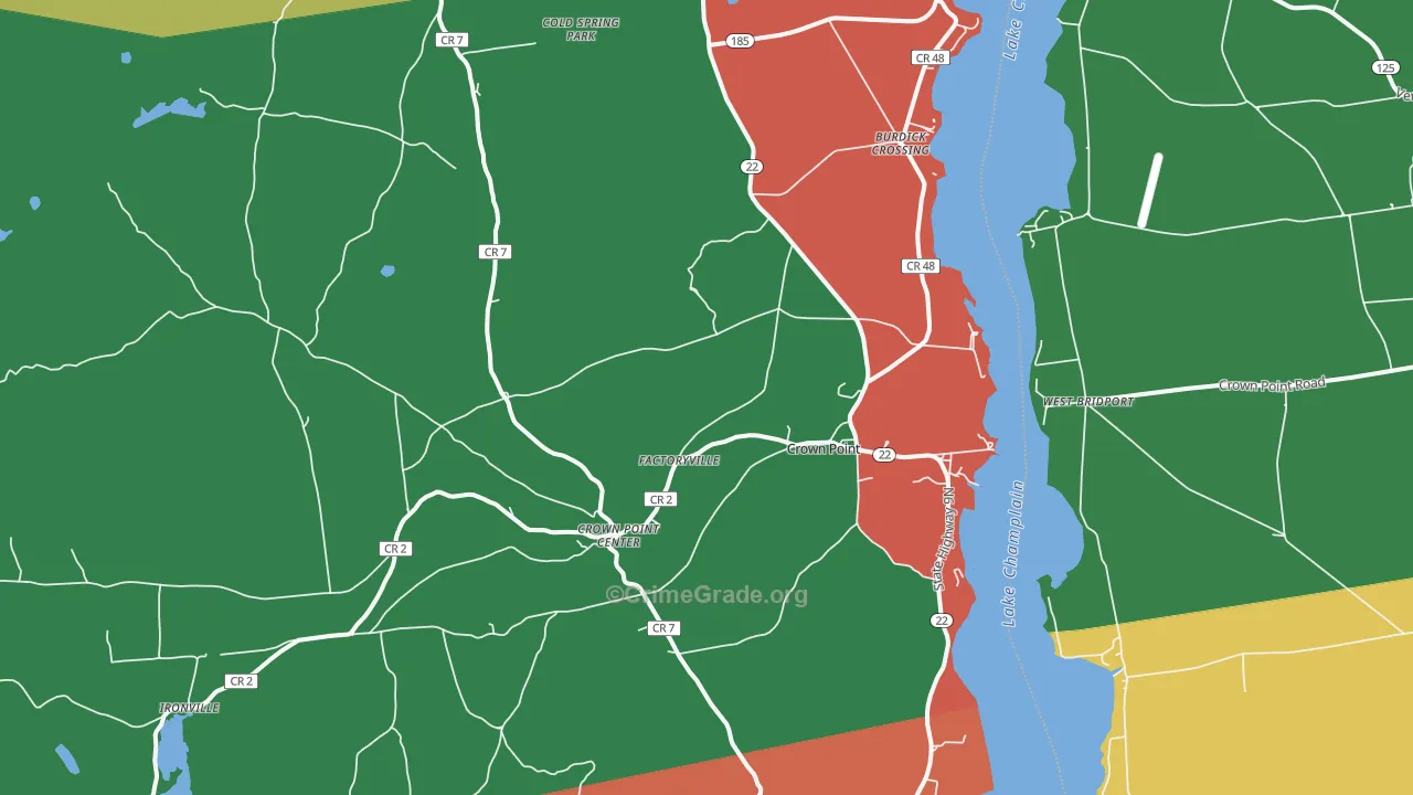Crown Point, NY Map of Robbery Rates