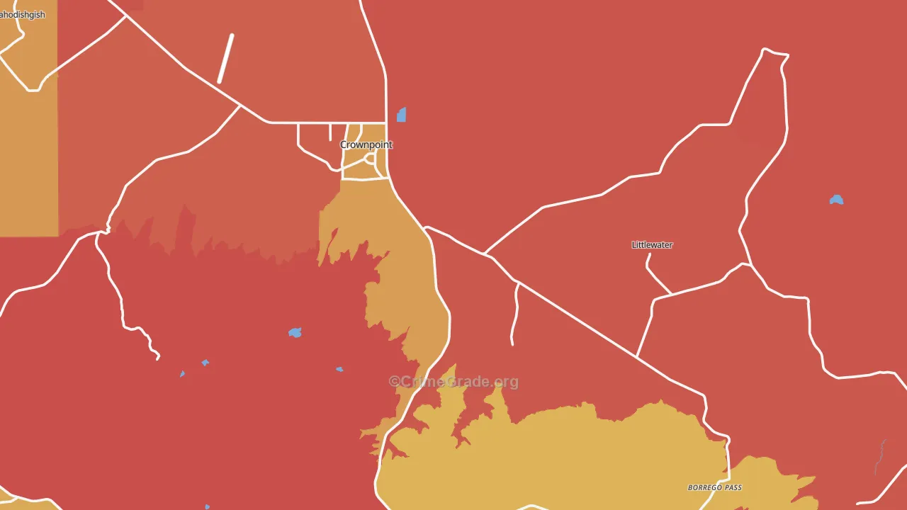 Crownpoint, NM Map of Robbery Rates