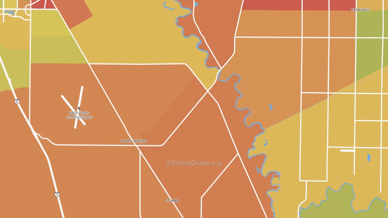 Crows Landing, CA Map of Robbery Rates