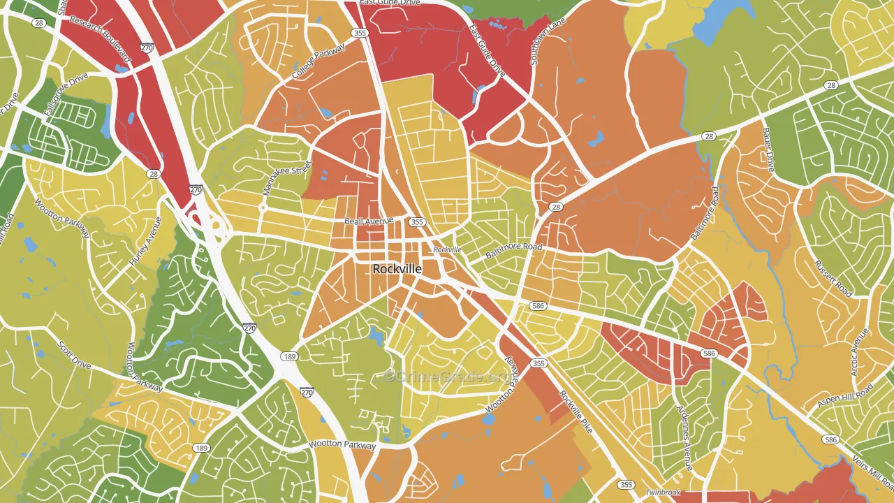 Croydon Park, Rockville, MD Map of Robbery Rates