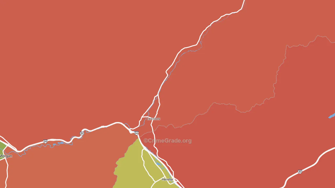 Croydon, UT Map of Robbery Rates