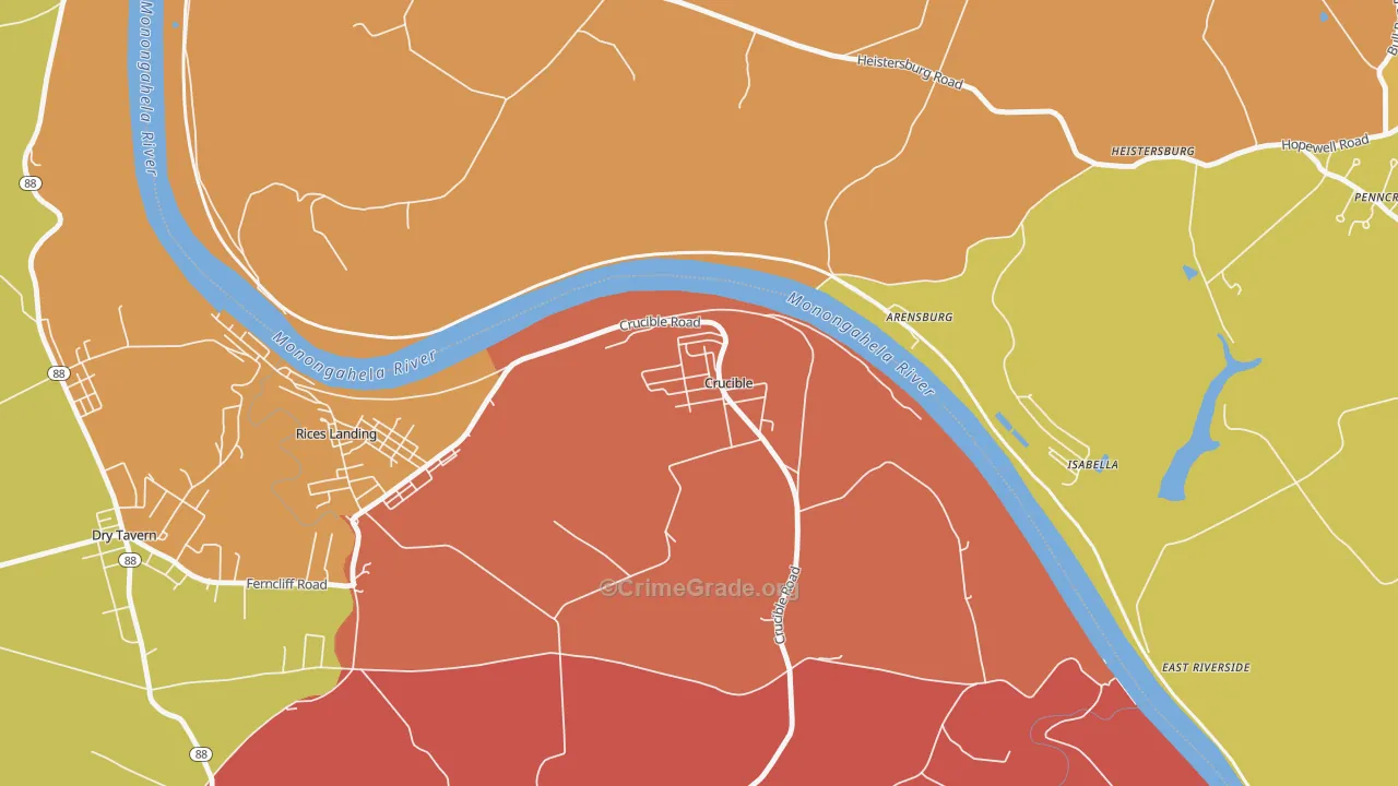 Crucible, PA Map of Robbery Rates