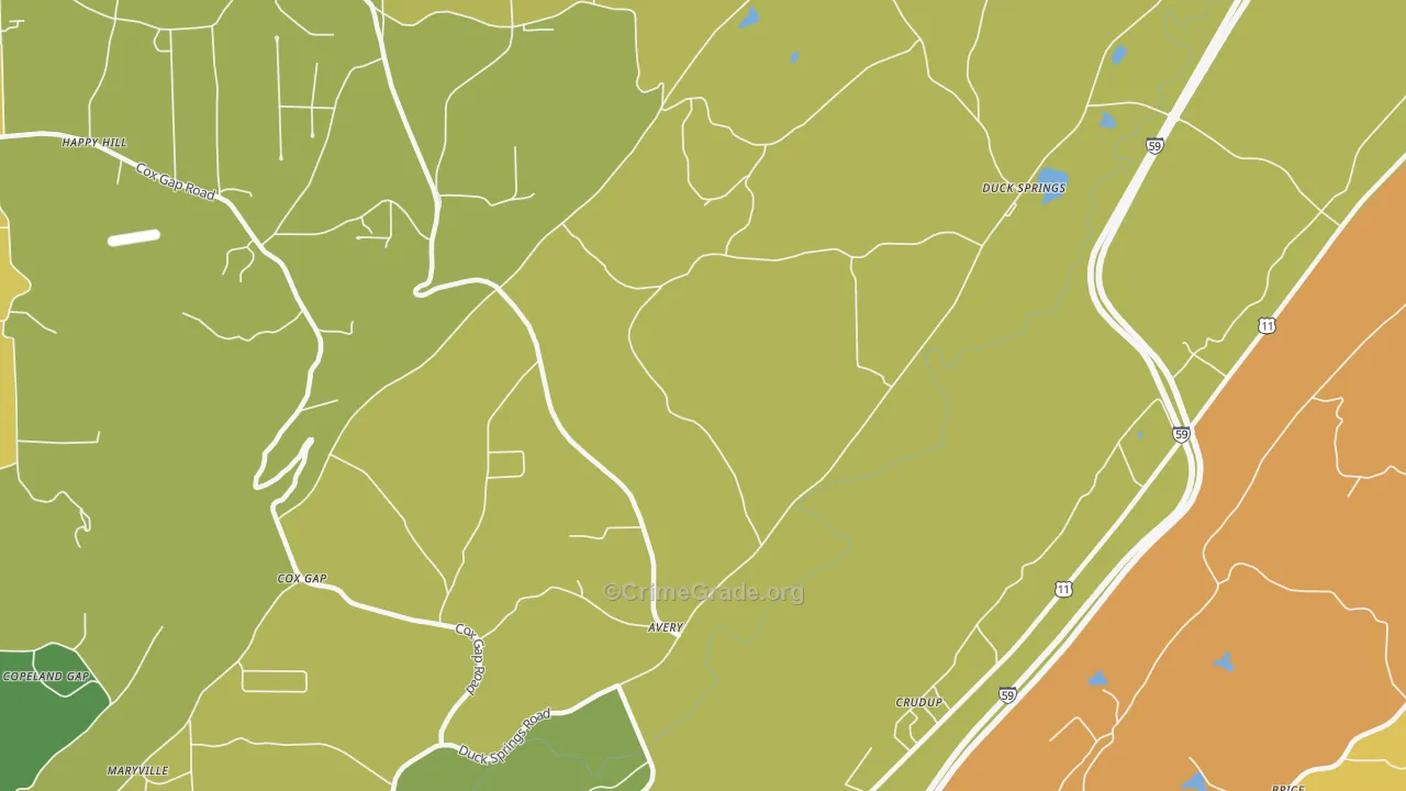 Crudup, AL Map of Robbery Rates