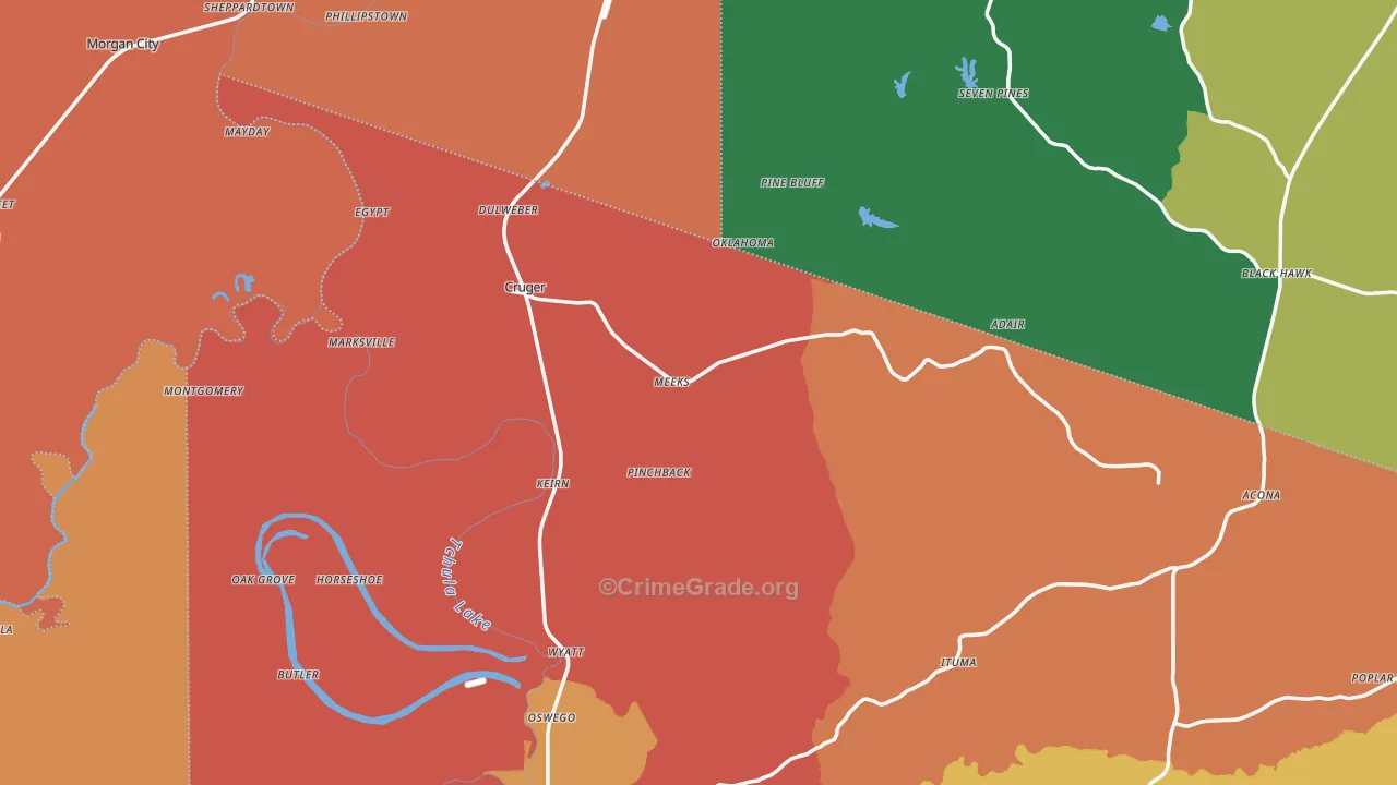 Cruger, MS Map of Robbery Rates