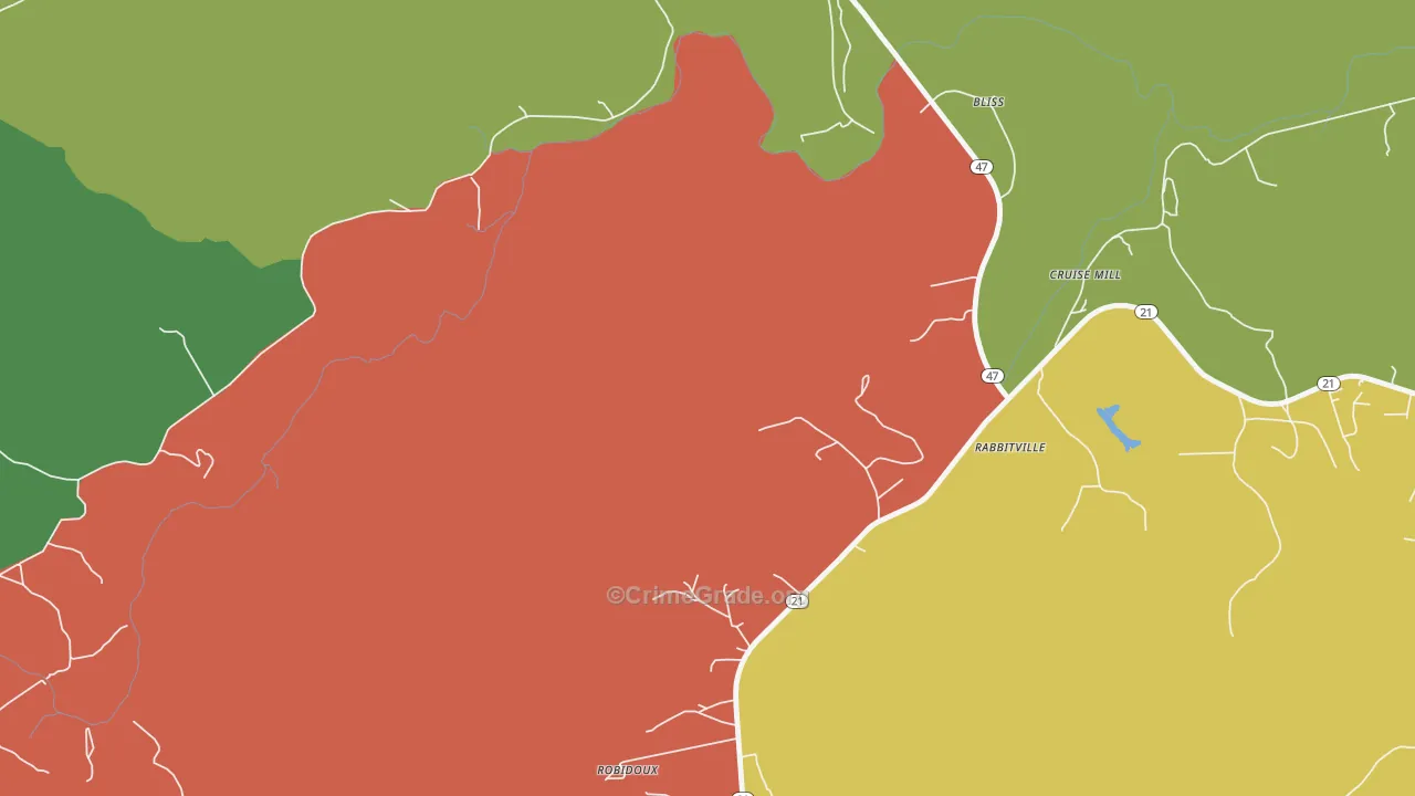 Cruise Mill, MO Map of Robbery Rates