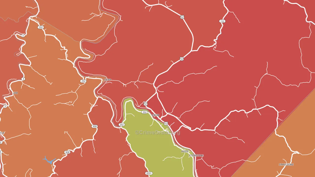 Crum, WV Map of Robbery Rates