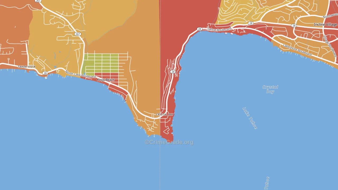 Crystal Bay, NV Map of Robbery Rates