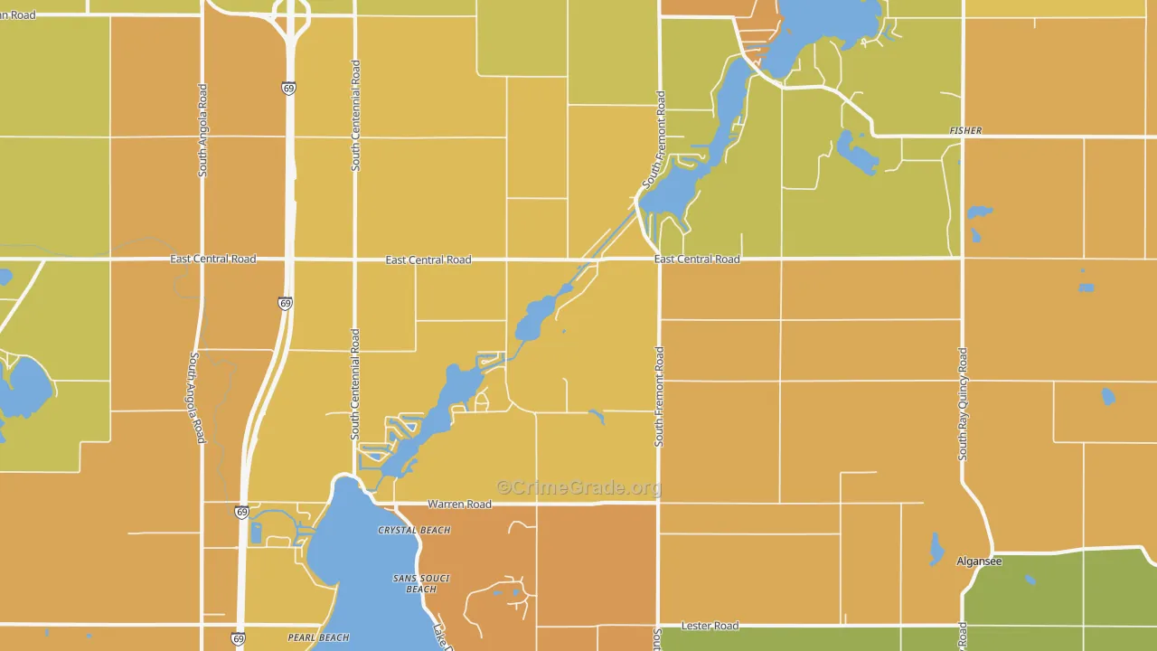 Crystal Beach, MI Map of Robbery Rates