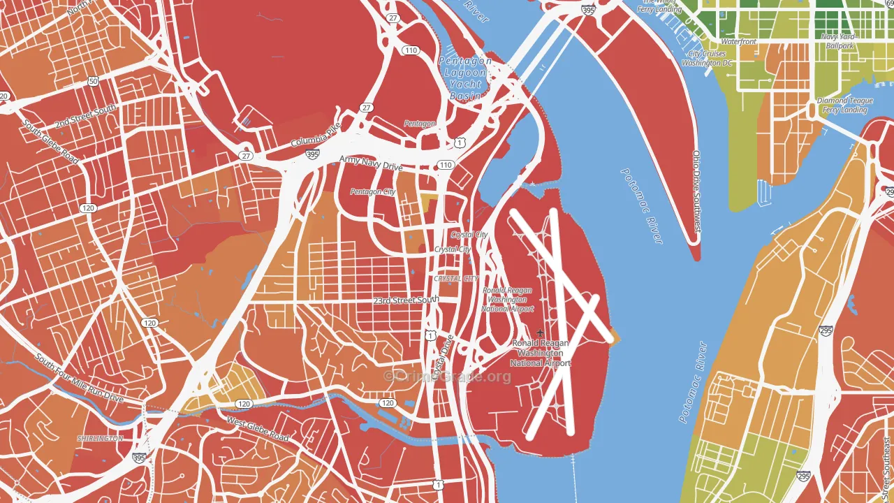 Crystal City, Arlington, VA Map of Robbery Rates