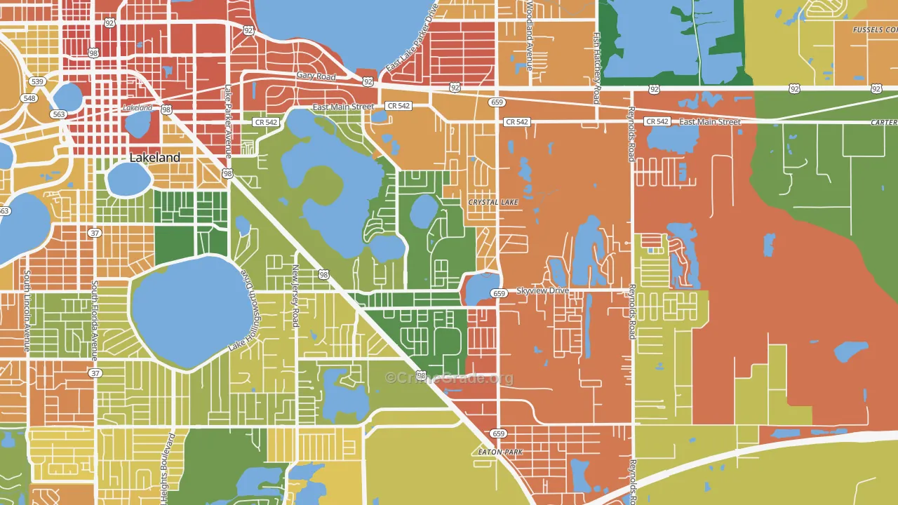 Crystal Lake, FL Map of Robbery Rates