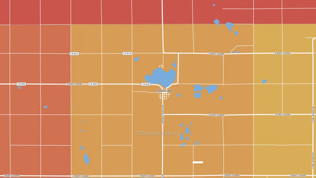 Crystal Lake, IA Map of Robbery Rates