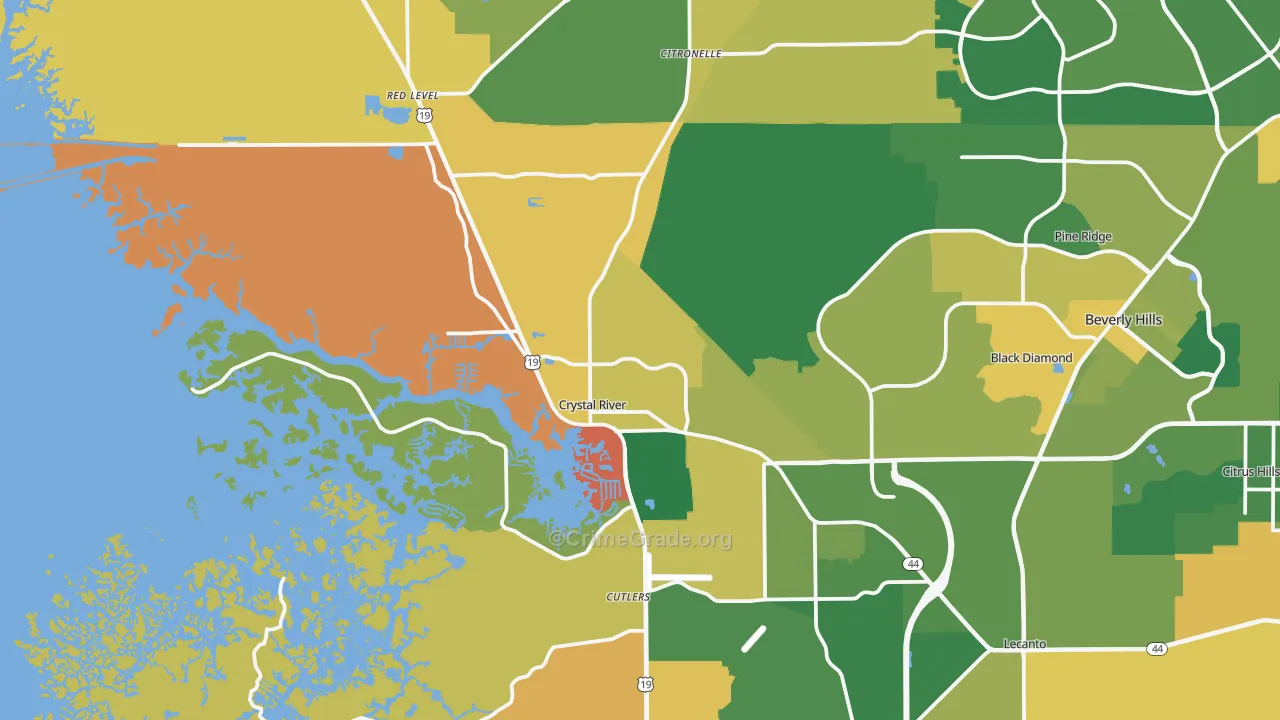 Crystal River, FL Map of Robbery Rates