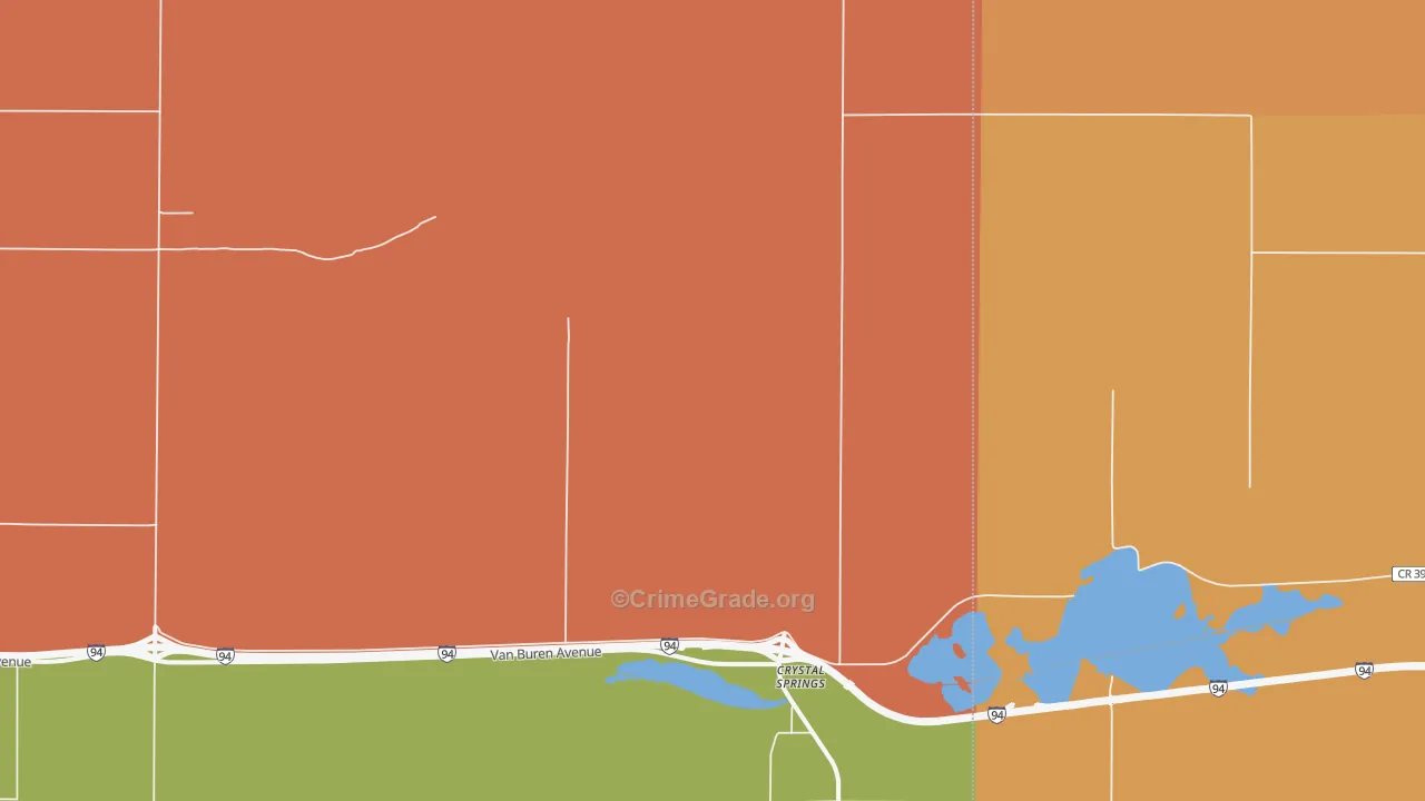 Crystal Springs, ND Map of Robbery Rates