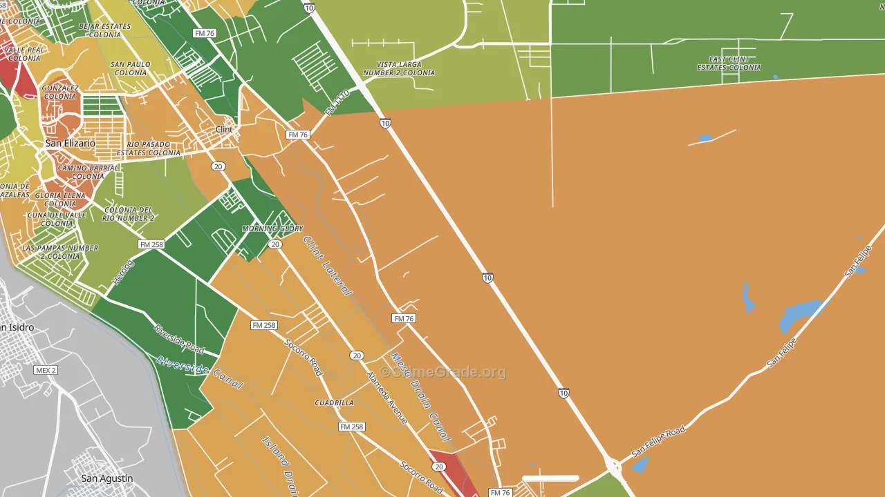 Cuadrilla, TX Map of Robbery Rates