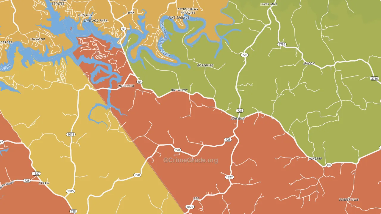 Cub Run, KY Map of Robbery Rates