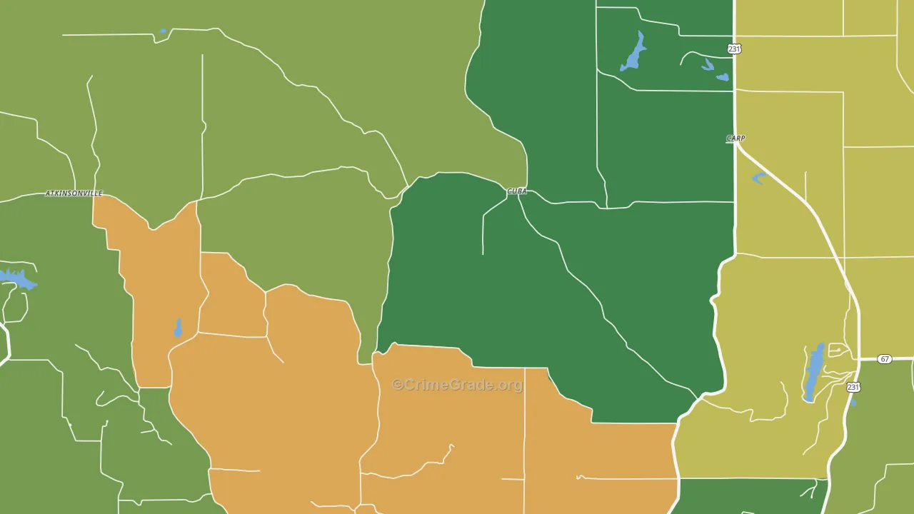 Cuba, IN Map of Robbery Rates