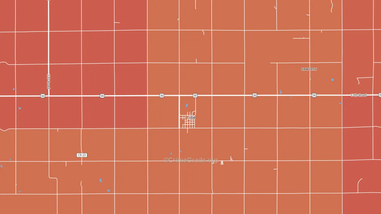 Cuba, KS Map of Robbery Rates