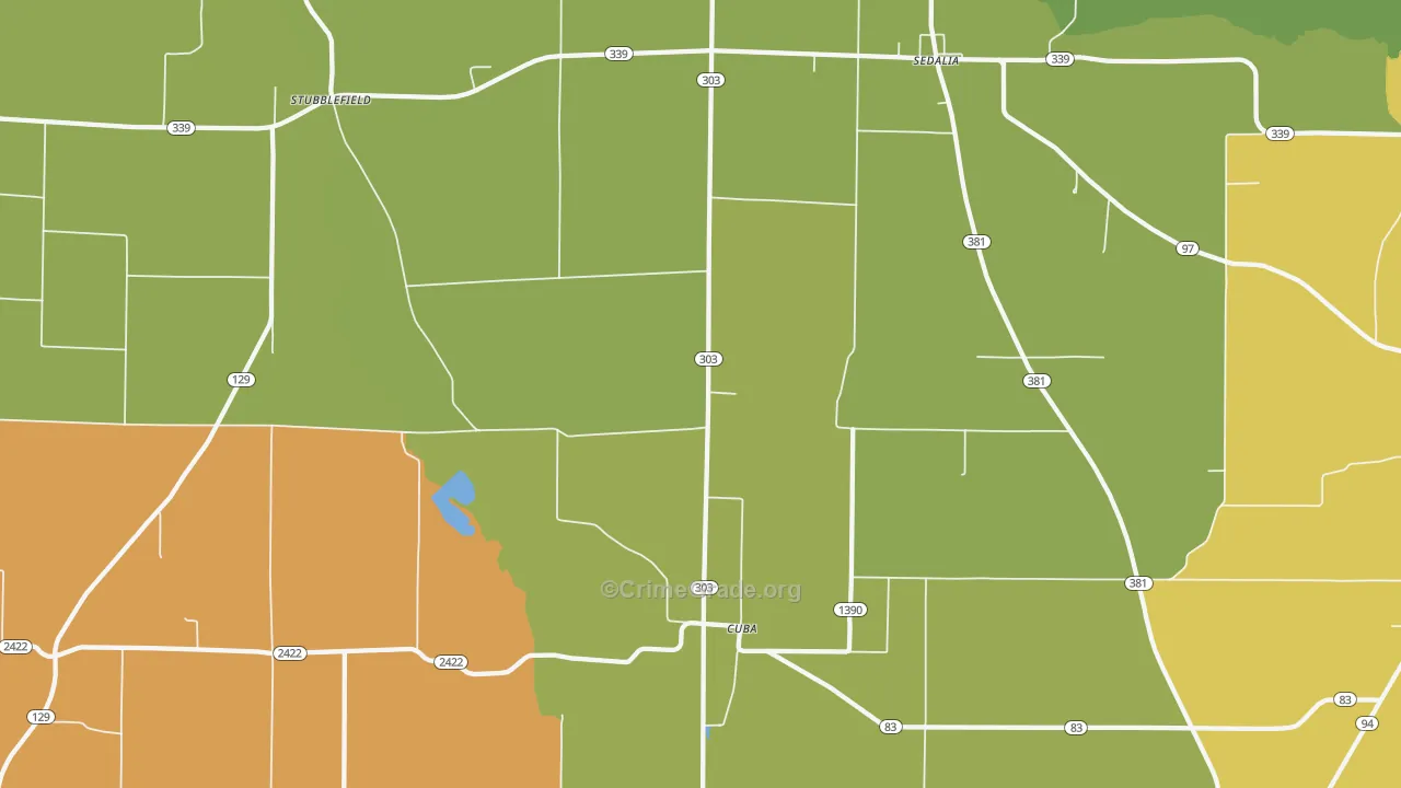 Cuba, KY Map of Robbery Rates