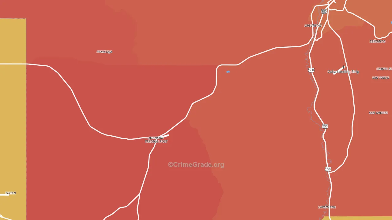 Cuba, NM Map of Robbery Rates