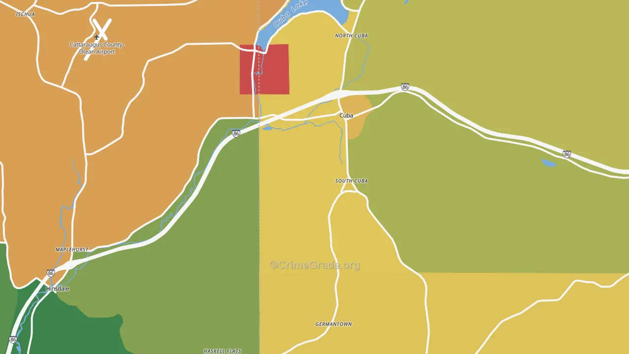 Cuba, NY Map of Robbery Rates