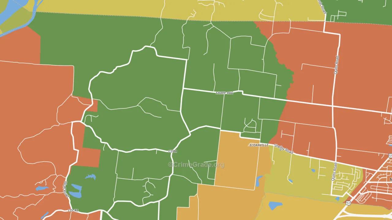 Cuba, TN Map of Robbery Rates