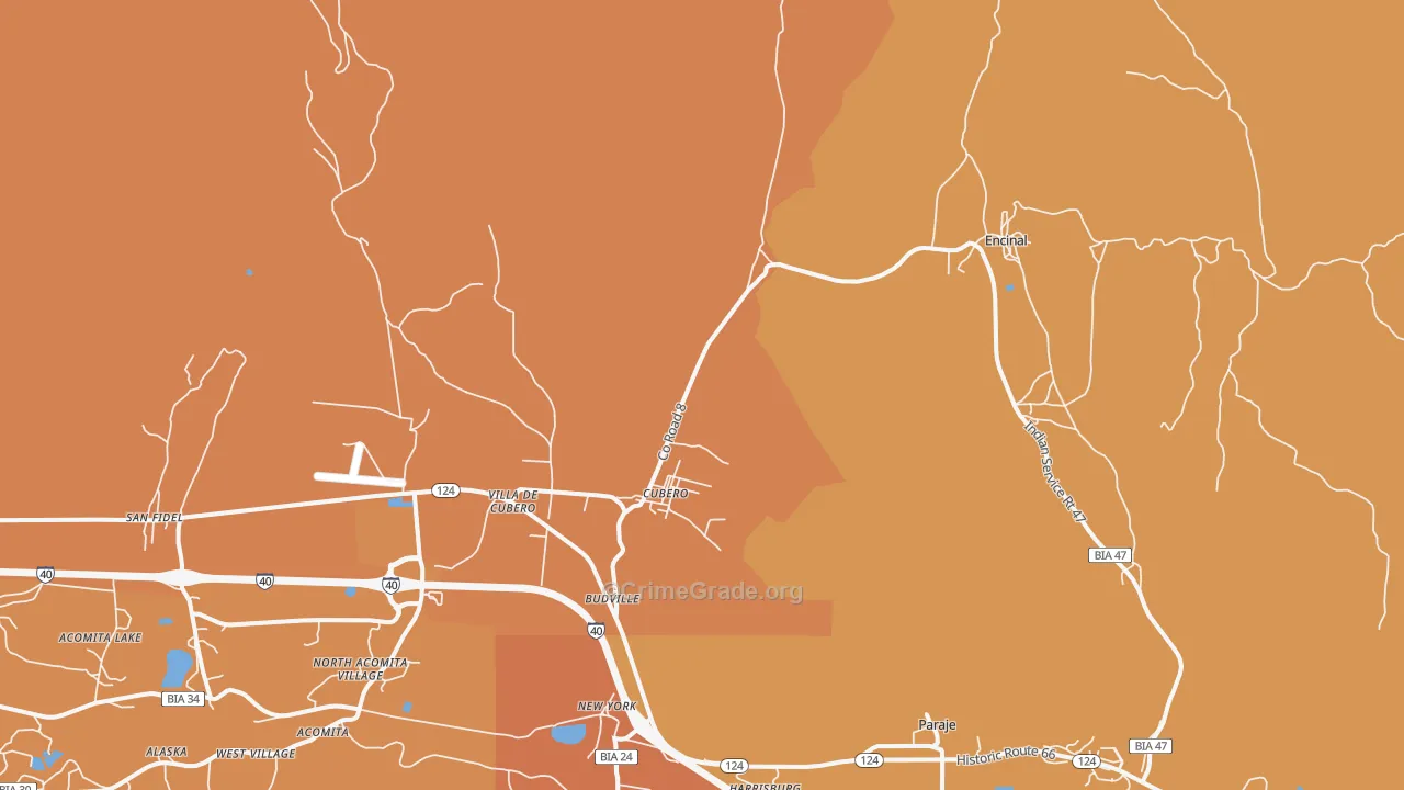 Cubero, NM Map of Robbery Rates