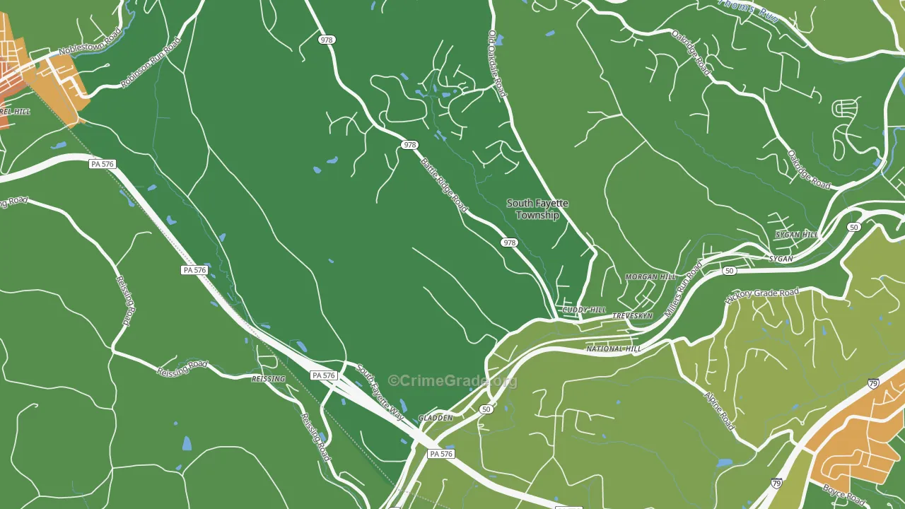 Cuddy, PA Map of Robbery Rates
