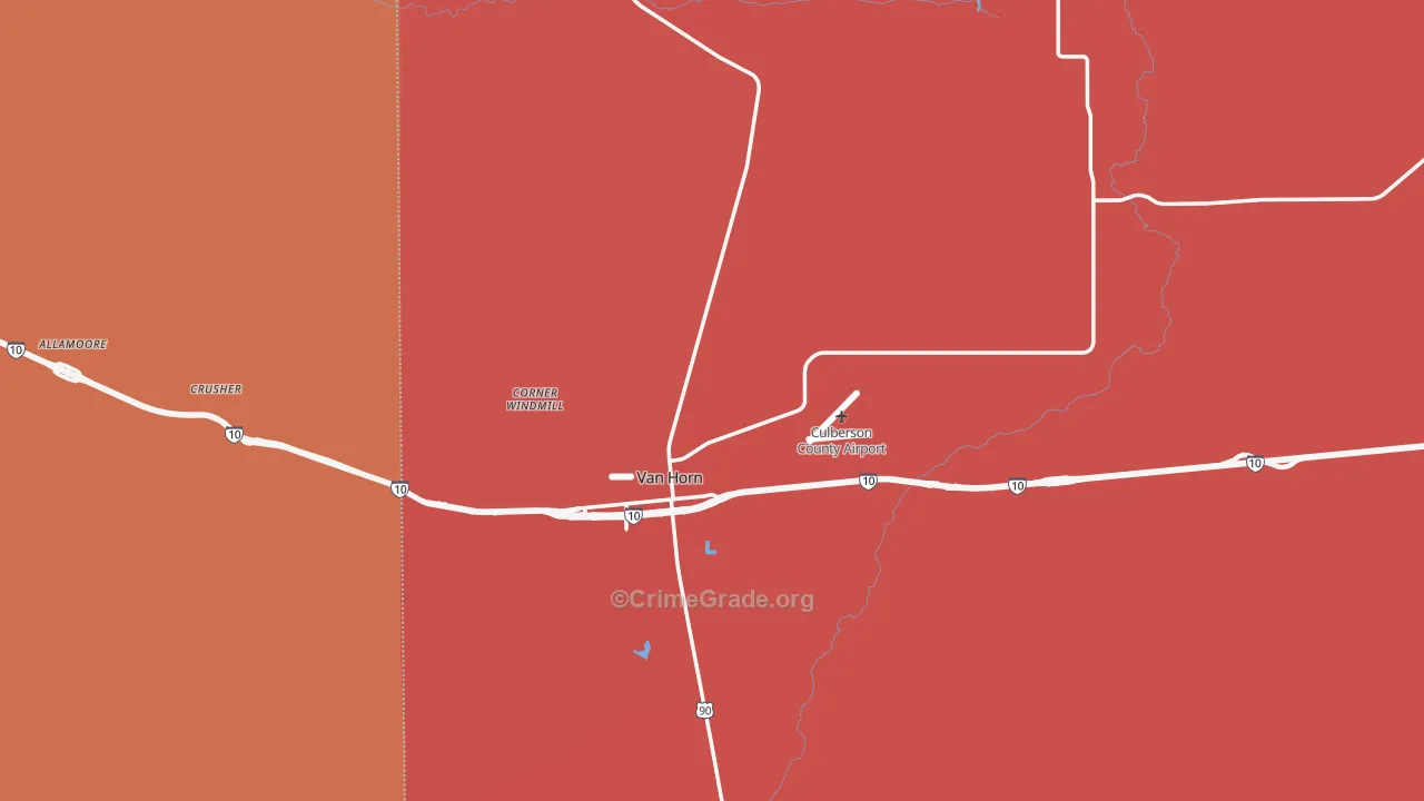 Culberson County, TX Map of Robbery Rates