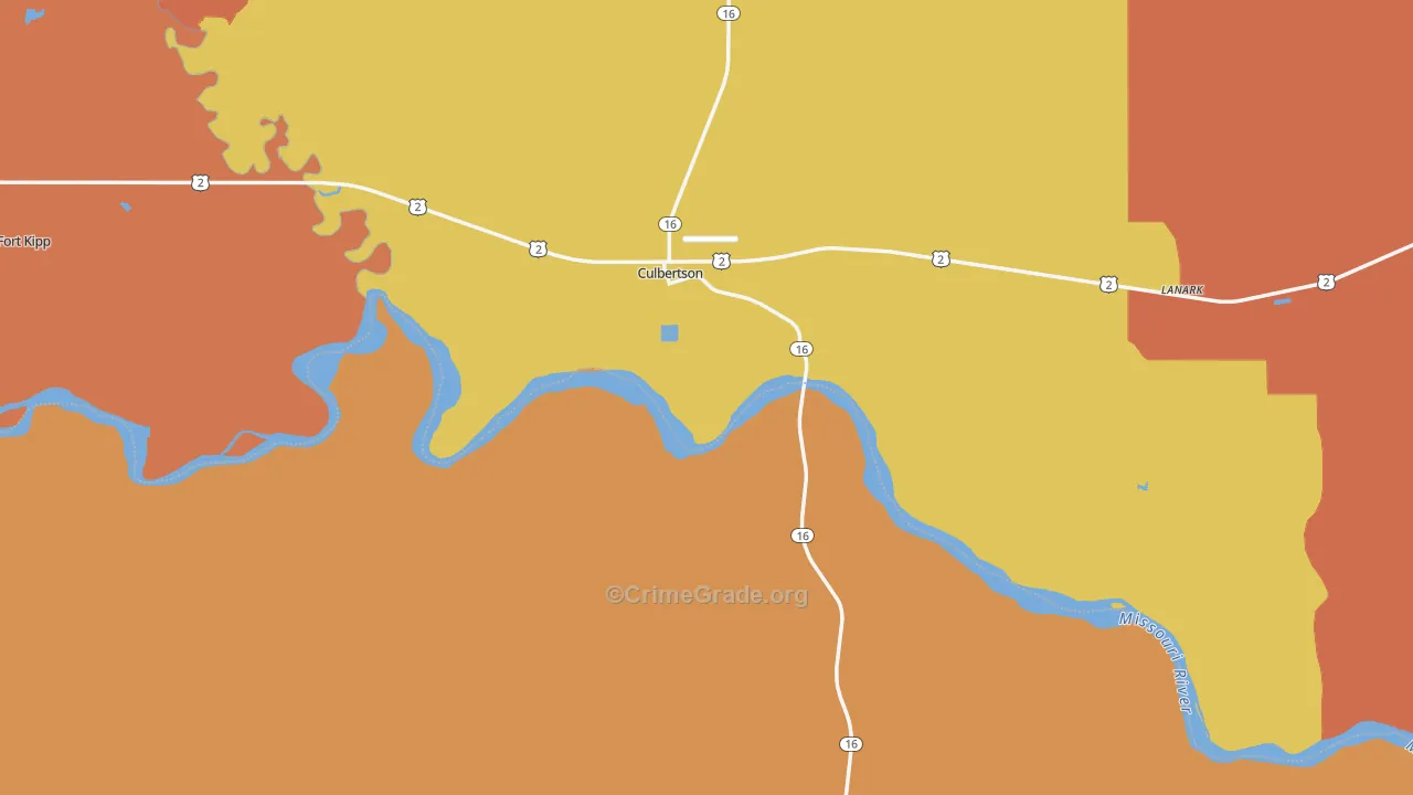 Culbertson, MT Map of Robbery Rates