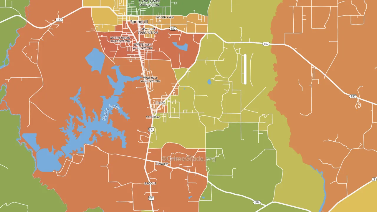 Cullen, LA Map of Robbery Rates