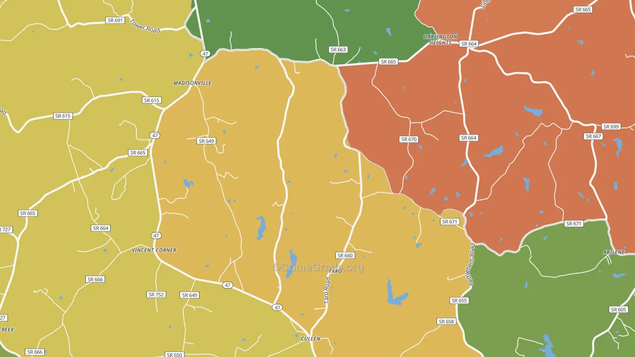 Cullen, VA Map of Robbery Rates
