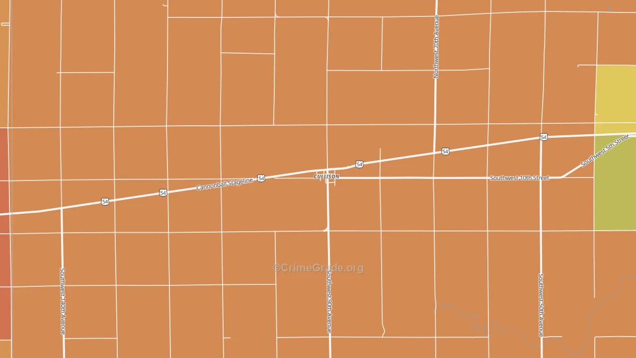 Cullison, KS Map of Robbery Rates