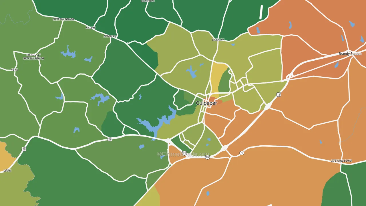 Culpeper, VA Map of Robbery Rates