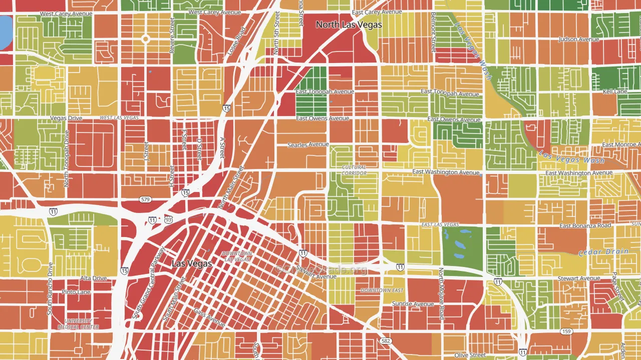 Cultural Corridor, Las Vegas, NV Map of Robbery Rates