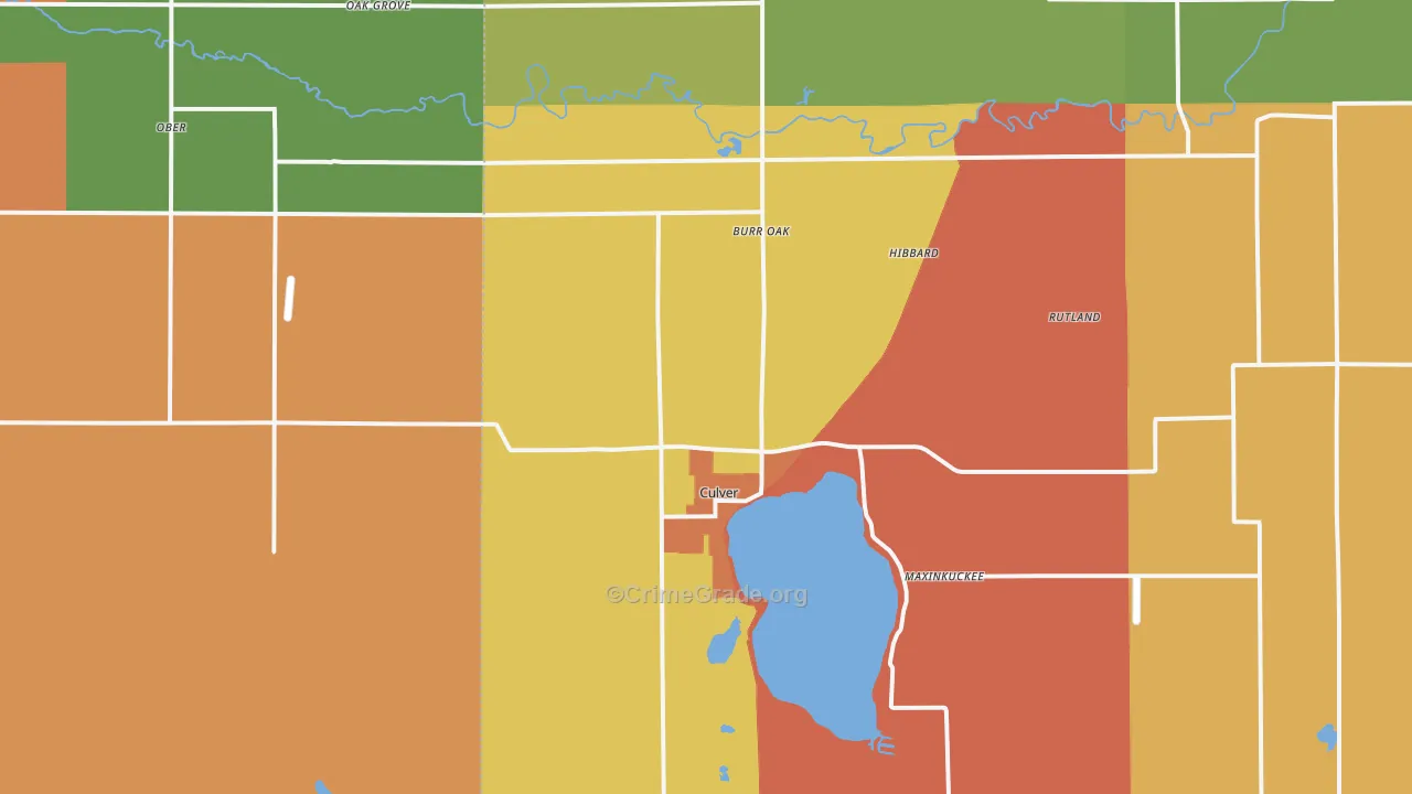 Culver, IN Map of Robbery Rates