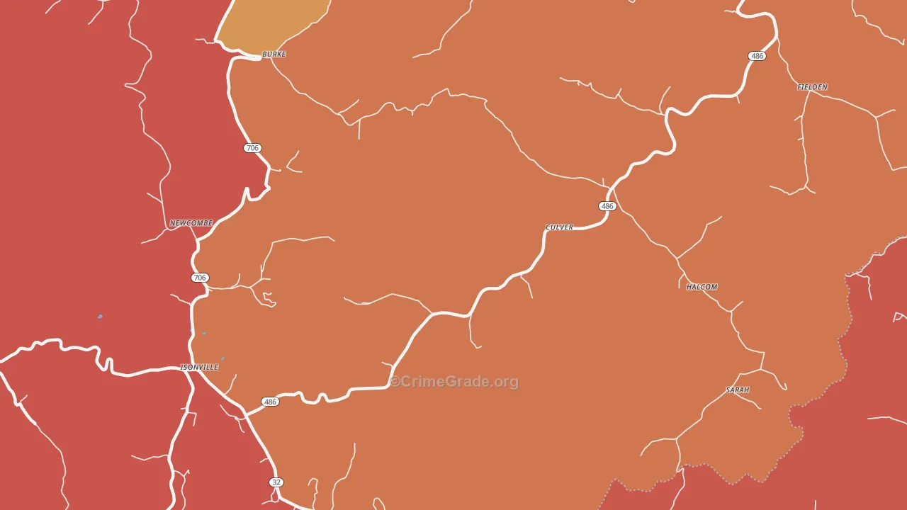 Culver, KY Map of Robbery Rates