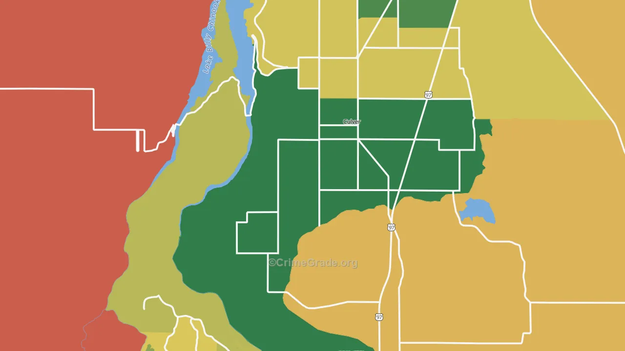 Culver, OR Map of Robbery Rates