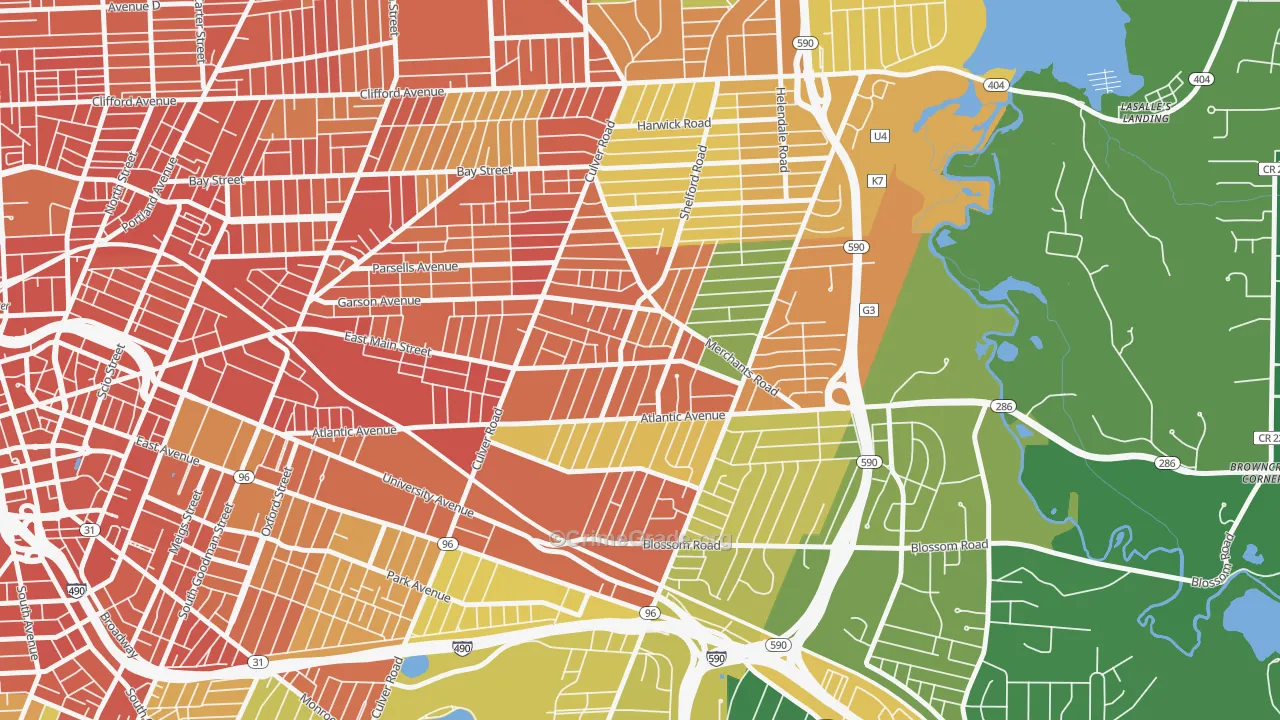 Culver-Winton, Rochester, NY Map of Robbery Rates